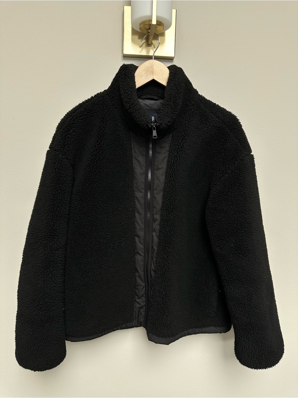 GAP Black Sherpa Zip-Up Jacket